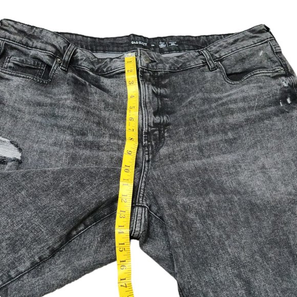 Old Navy High Rise OG Straight Leg Distressed Cotton Stretch Stone Wash Denim 22 - Picture 5 of 8